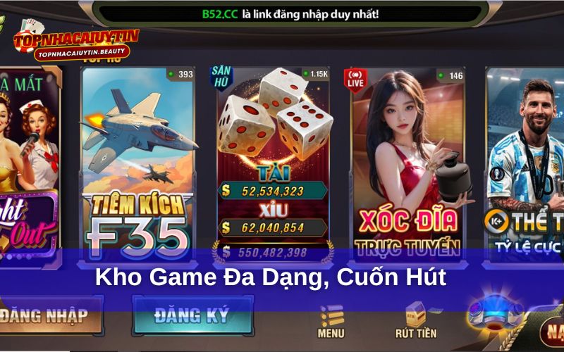 Kho game đa dạng, cuốn hút