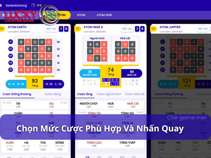 Cách chọn mức cược phù hợp trong game Atom