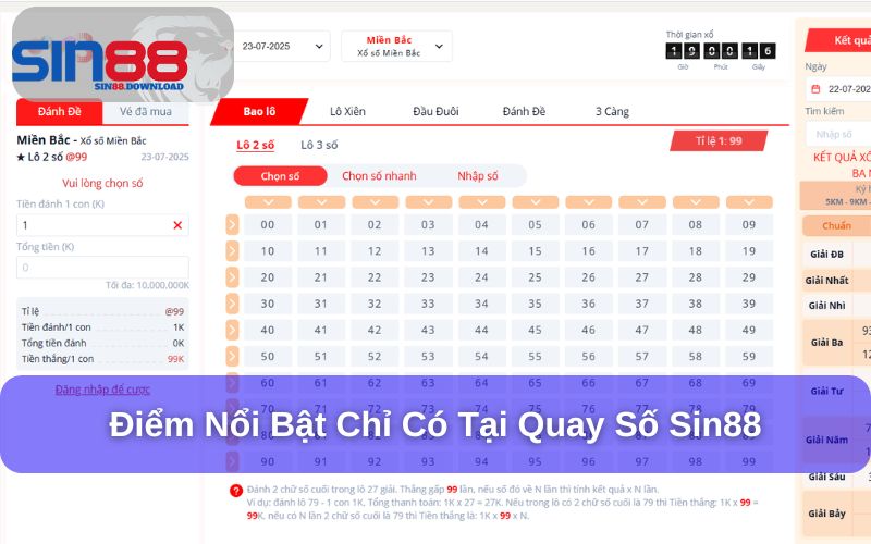 Những ưu điểm khi quay số tại Sin88